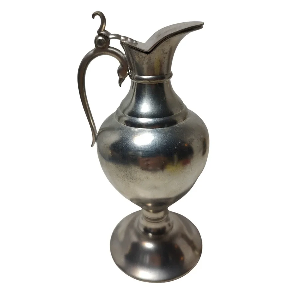 Vintage Royal Holland Pewter Pitcher Daalderop Creamer Hinged‎ Lid Handle SEE